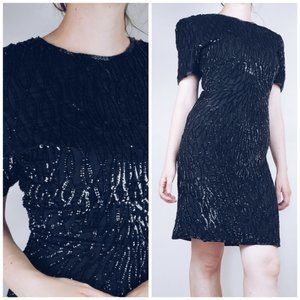 Vintage Laurence Kozar black sequined dress